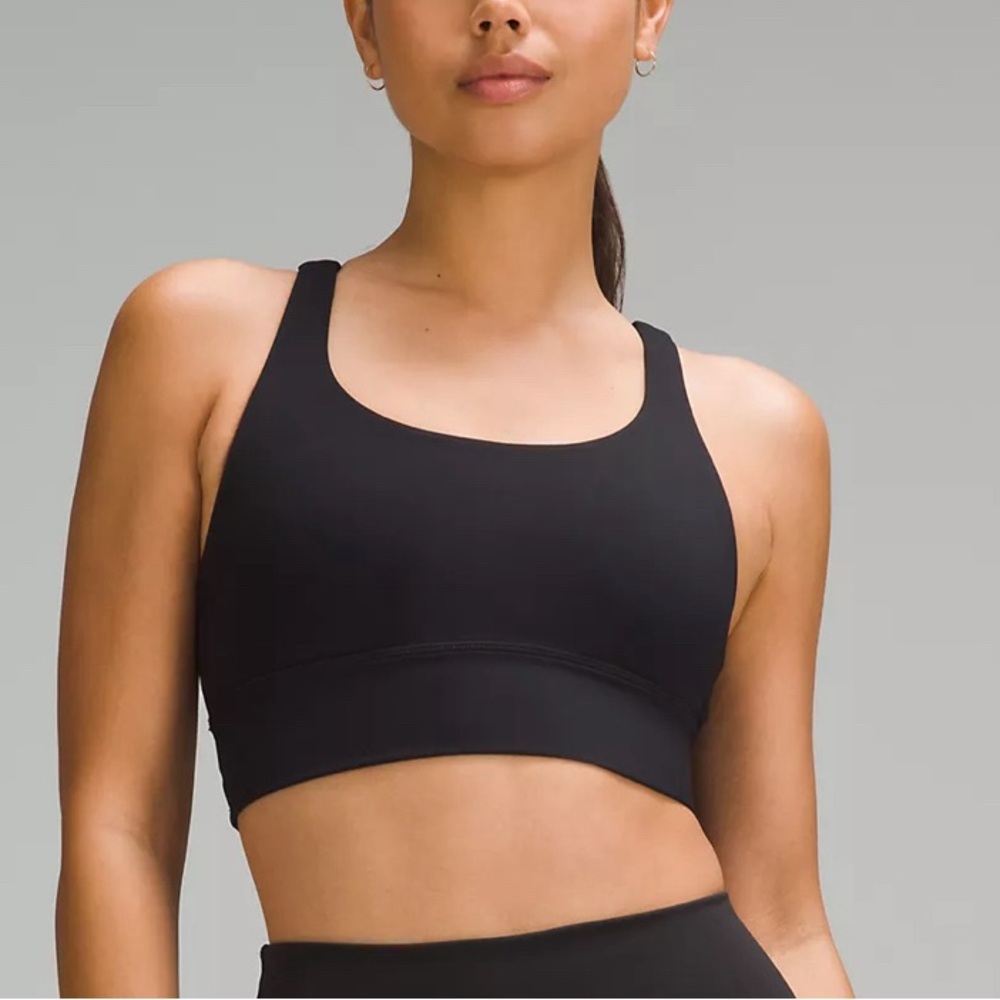 Black Lululemon Sports Bra with Scoop Neckline